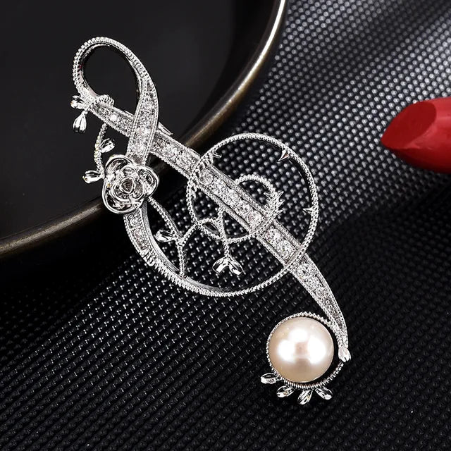 Floral Music Treble Clef Brooch Pin