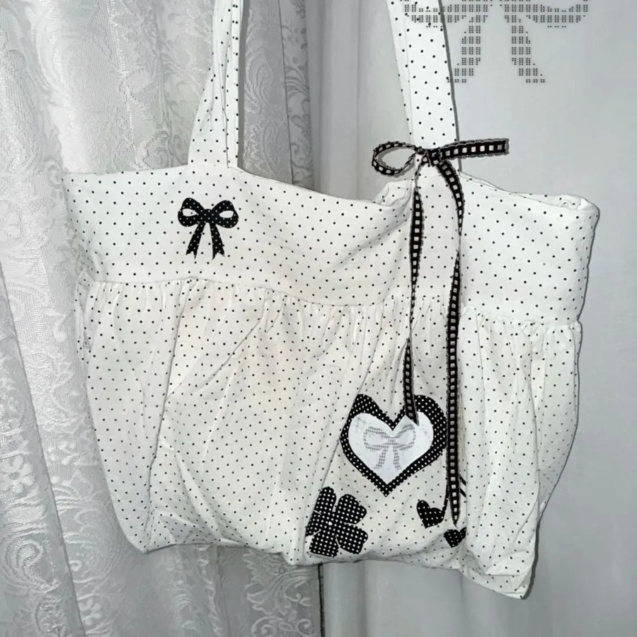 Dot Pattern Music White Tote Bag