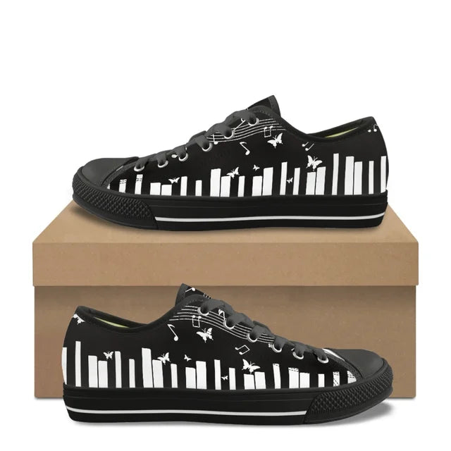 Piano & Butterfly Print Canvas Shoes