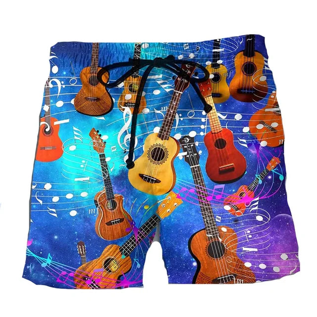 Music Guitar Graphic Summer Shorts
