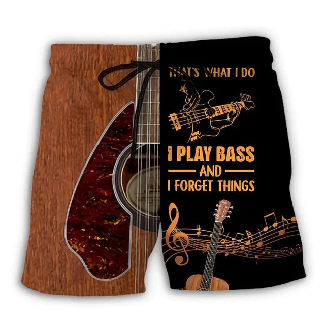 Music Guitar Graphic Summer Shorts