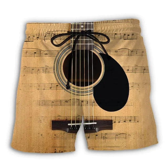 Music Guitar Graphic Summer Shorts