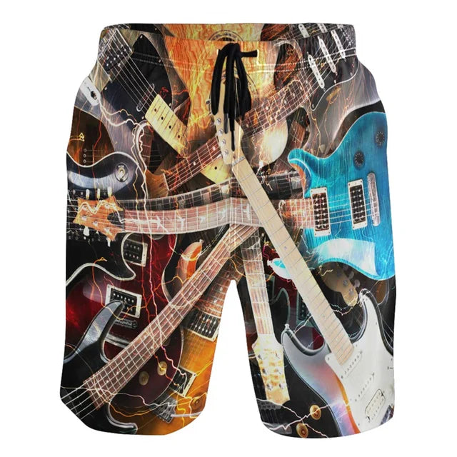 Music Guitar Graphic Summer Shorts