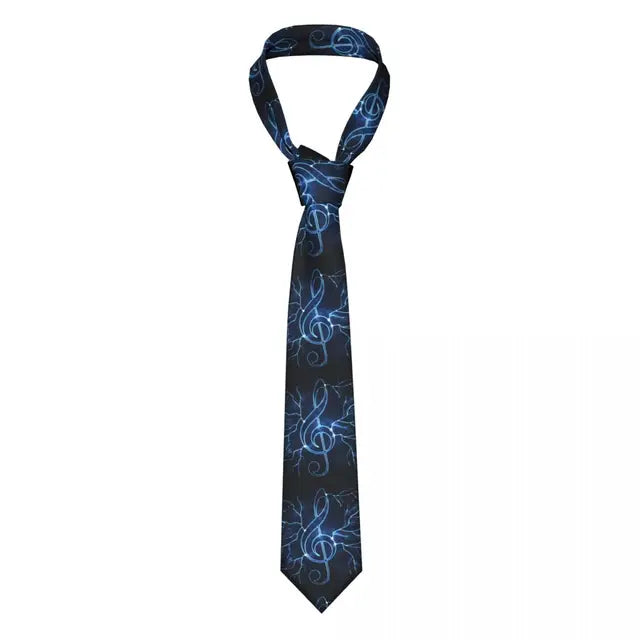 Blue Lightning Music Treble Clef Tie