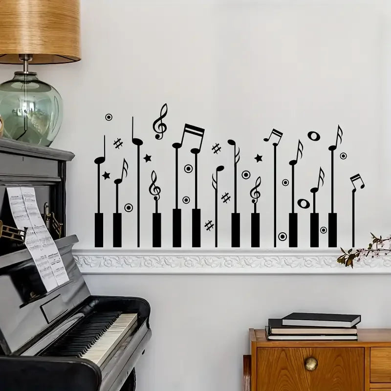 Music Notes Piano Pattern Wall Sticker