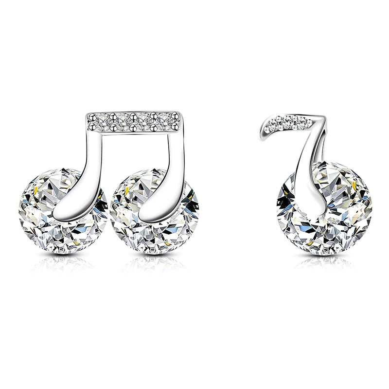 Shiny Crystal Music Note Earrings