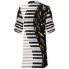 Piano Music Gold Chiffon Shirt Dress