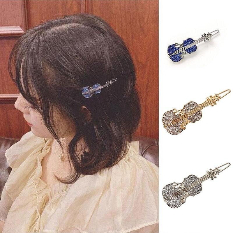 Crystal Rhinestone Violin Hairpin