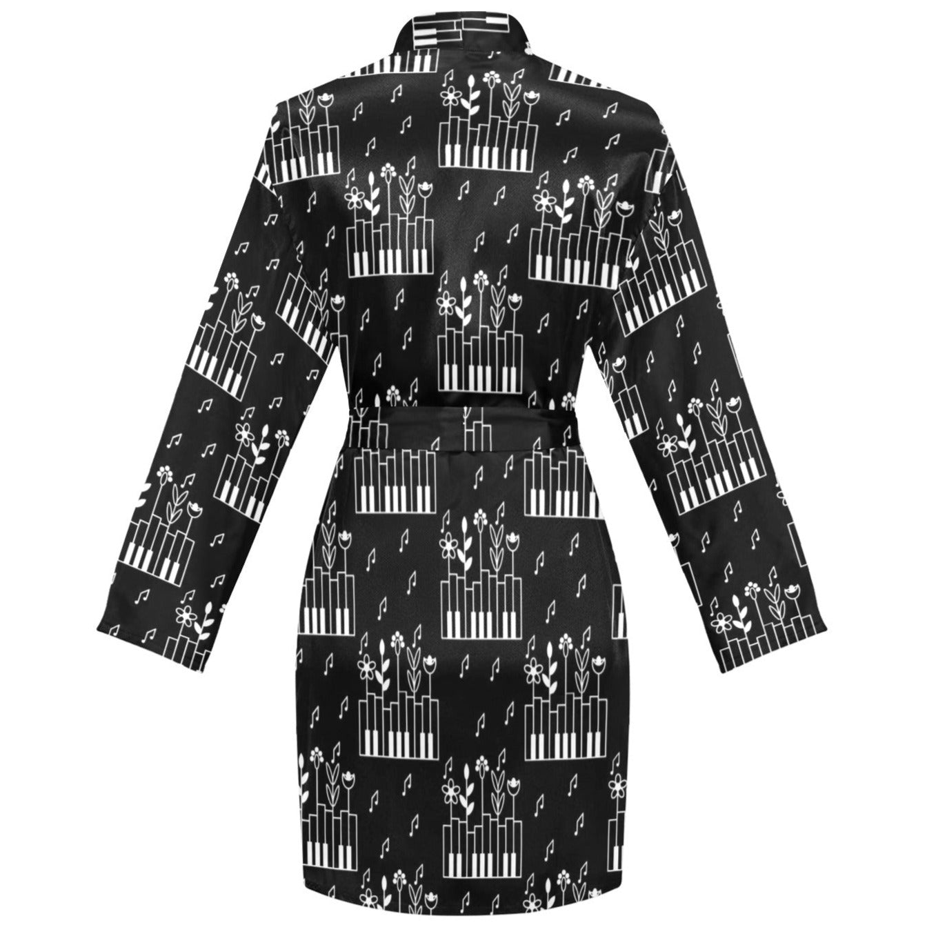 Piano Keys Flower Night Robe