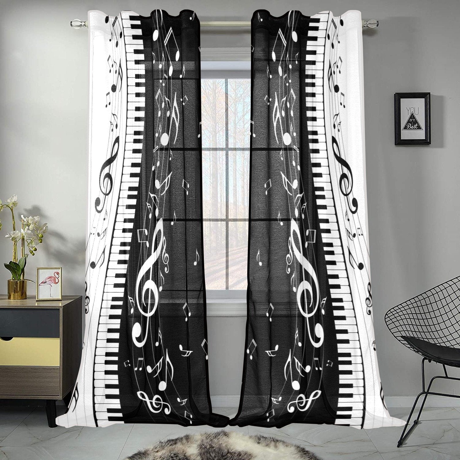 Piano Music Notes Gauze Curtain
