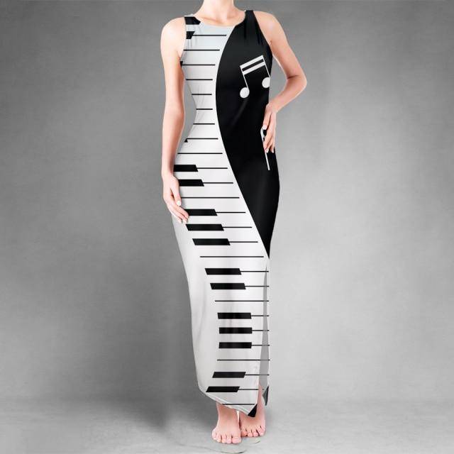Music Notes Side-Slit Dress