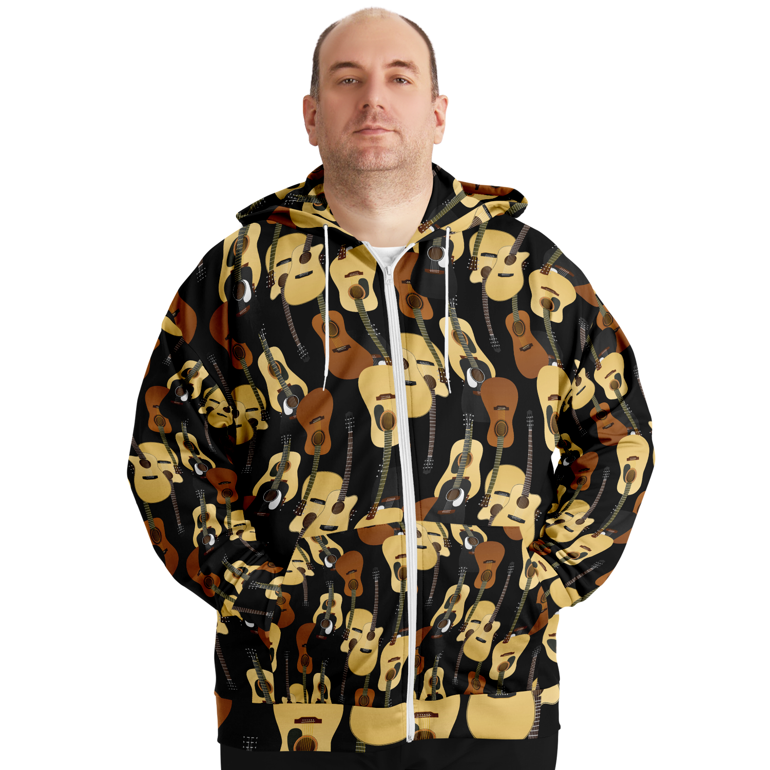 Guitar Wave Plus-Size Zip Hoodie