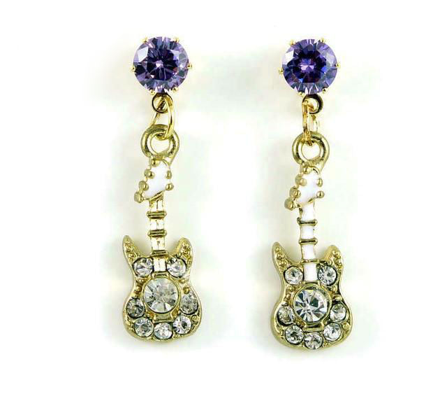 Free - Guitar Rhinestone Stud Earrings