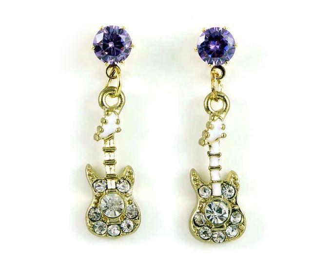 Guitar Rhinestone Stud Earrings