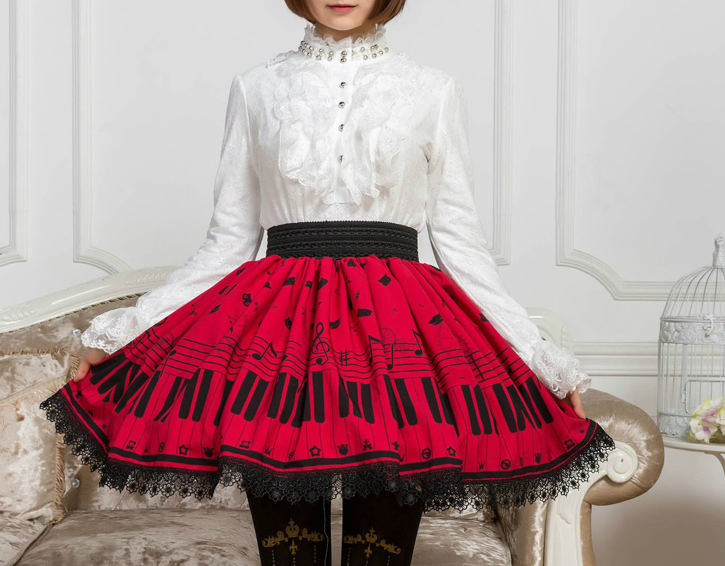 Piano Key Red Skirt