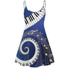 Music Notes Piano Keys Blue Dress