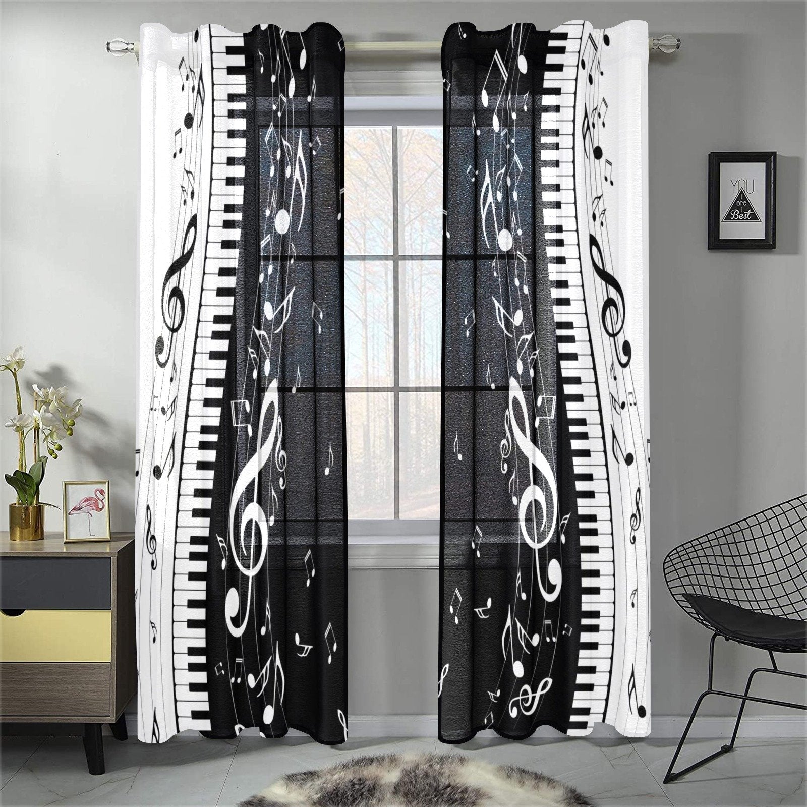 Piano Music Notes Gauze Curtain