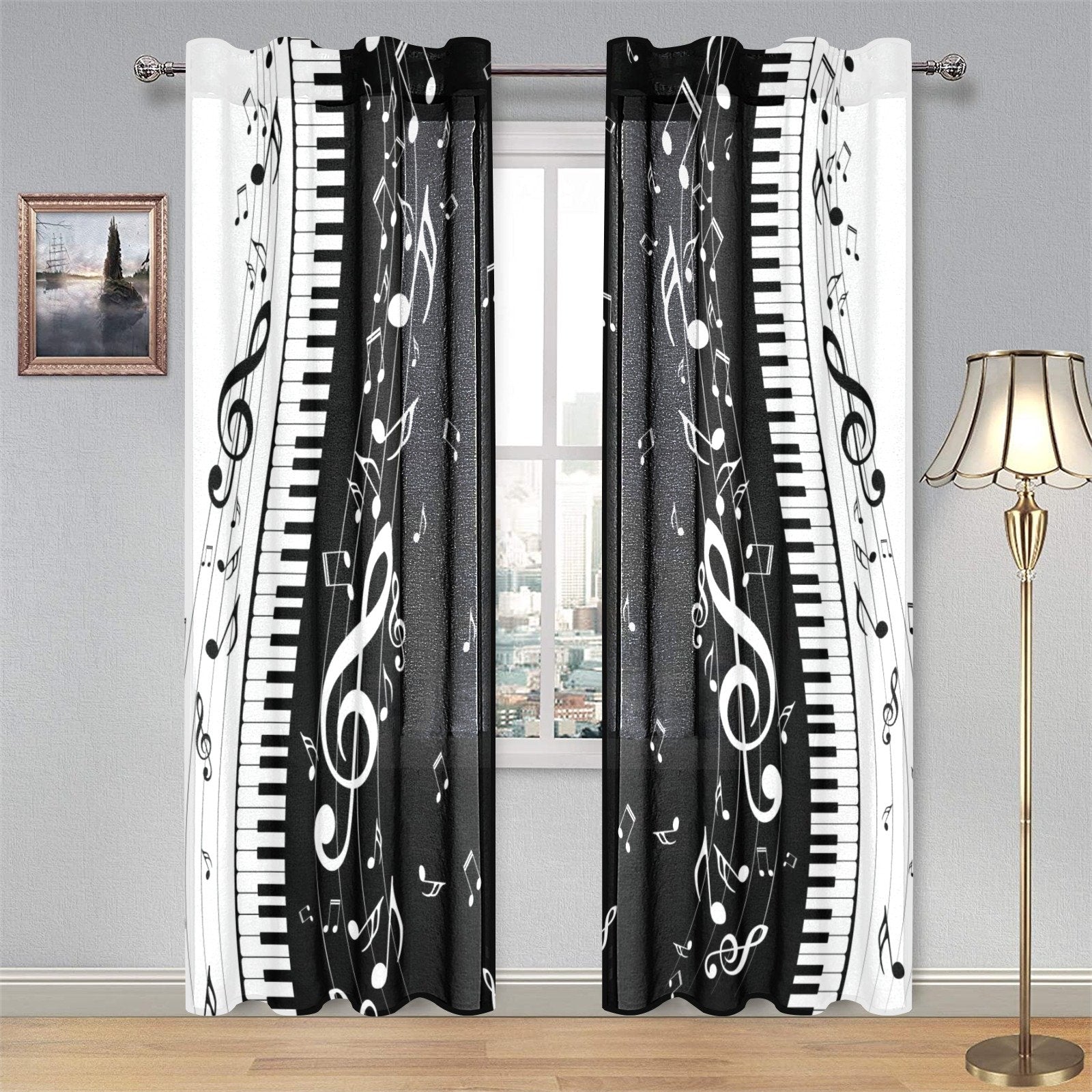 Piano Music Notes Gauze Curtain
