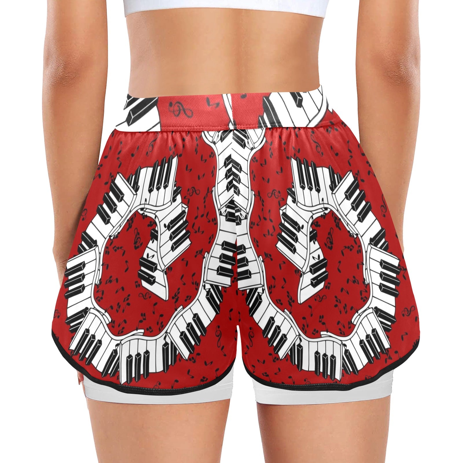 Music Piano Red Sports Shorts