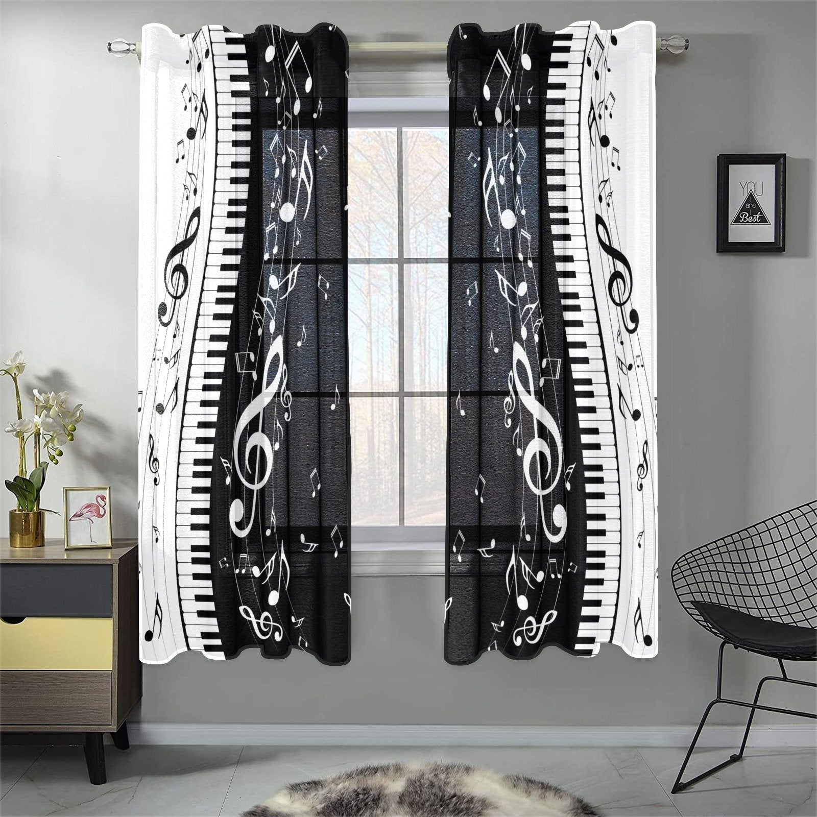 Piano Music Notes Gauze Curtain