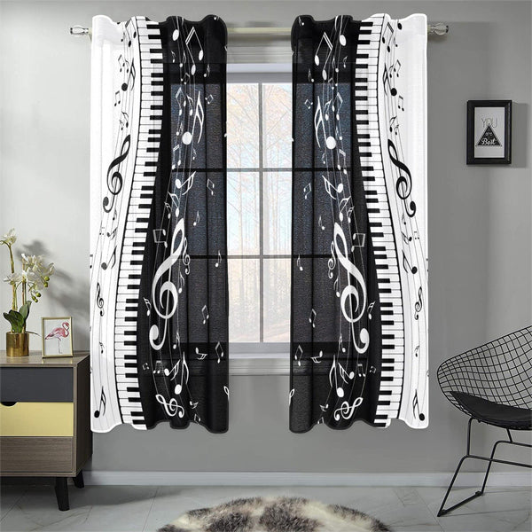 Piano Music Notes Gauze Curtain - Artistic Pod