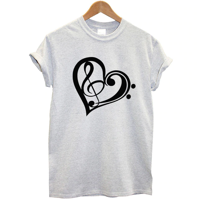 Heart-shaped Music Print T-shirt