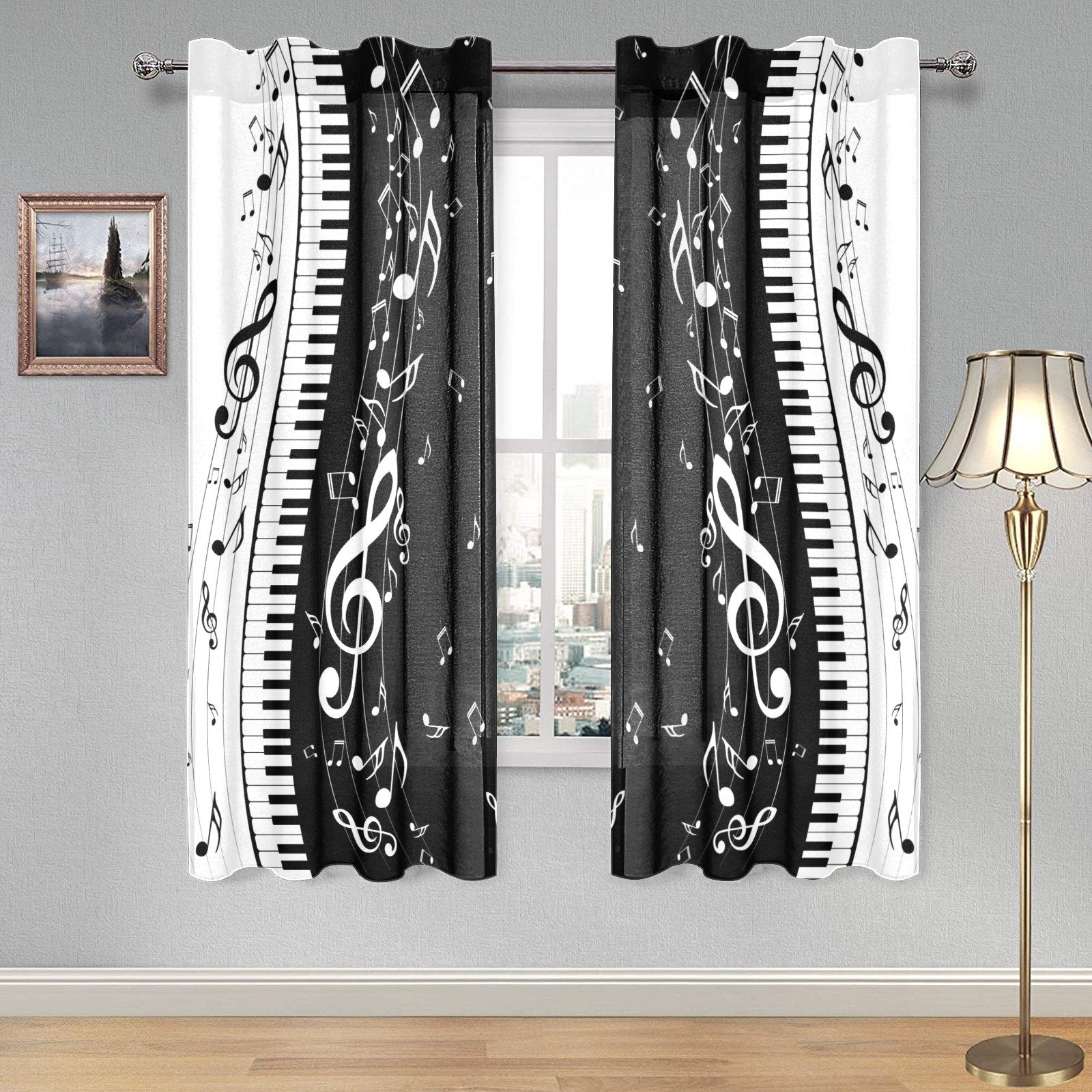 Piano Music Notes Gauze Curtain