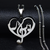 Music Notes Silver Heart Necklace