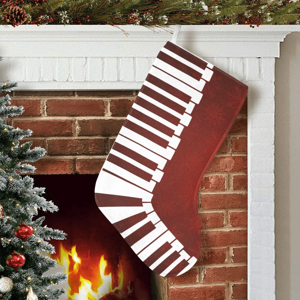 Piano Keys Red Christmas Stocking