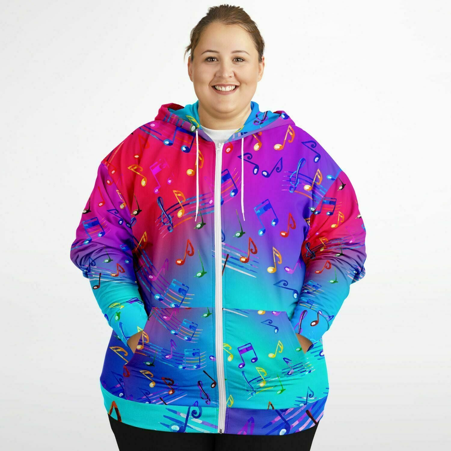 Colorful Music Notes Zip Hoodie