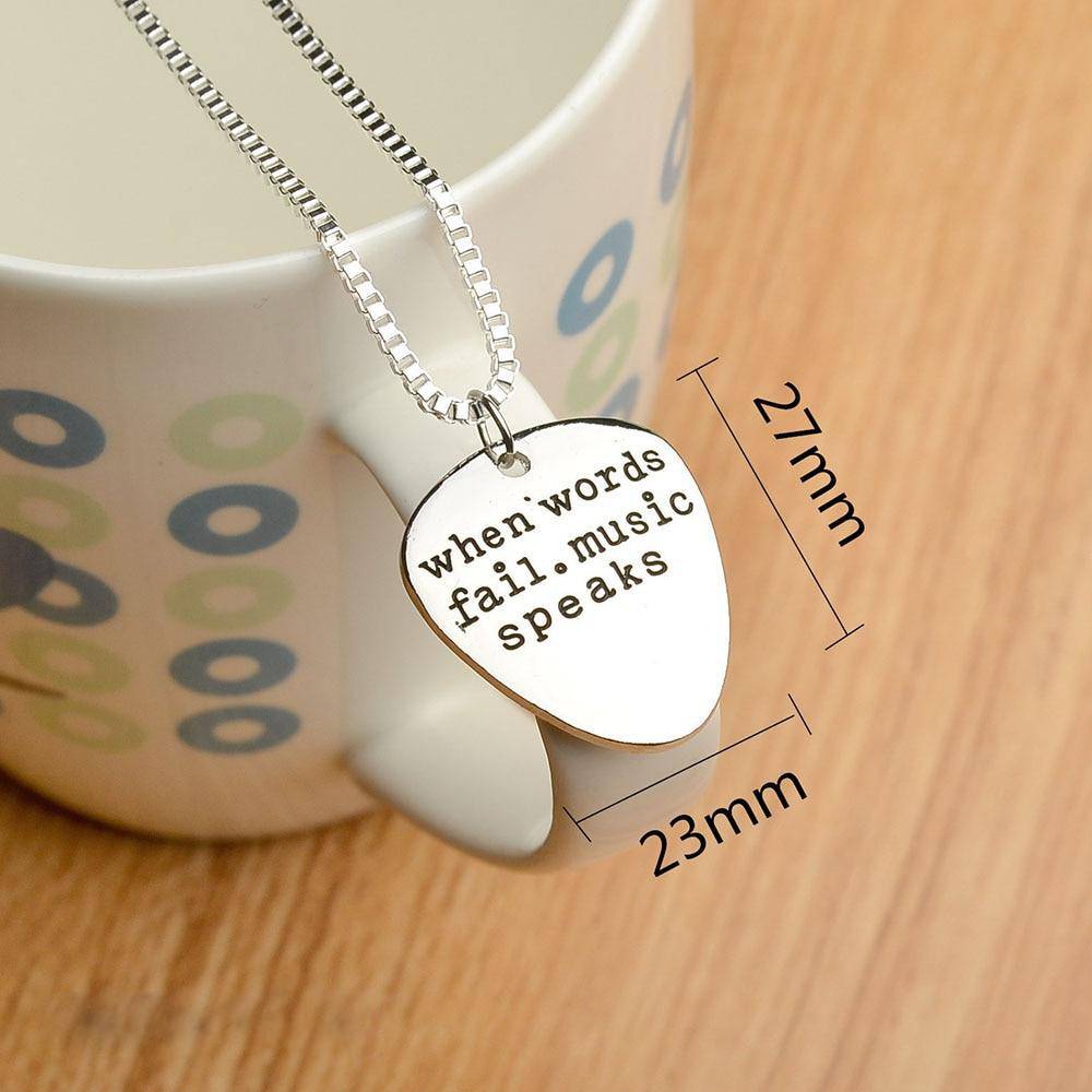 Free - Music Quote Guitar Pick Necklace