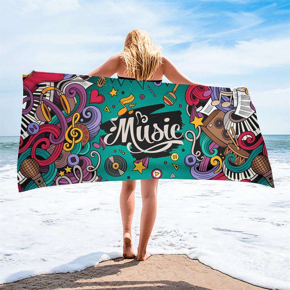Guitar Piano Music Notes Beach Towel
