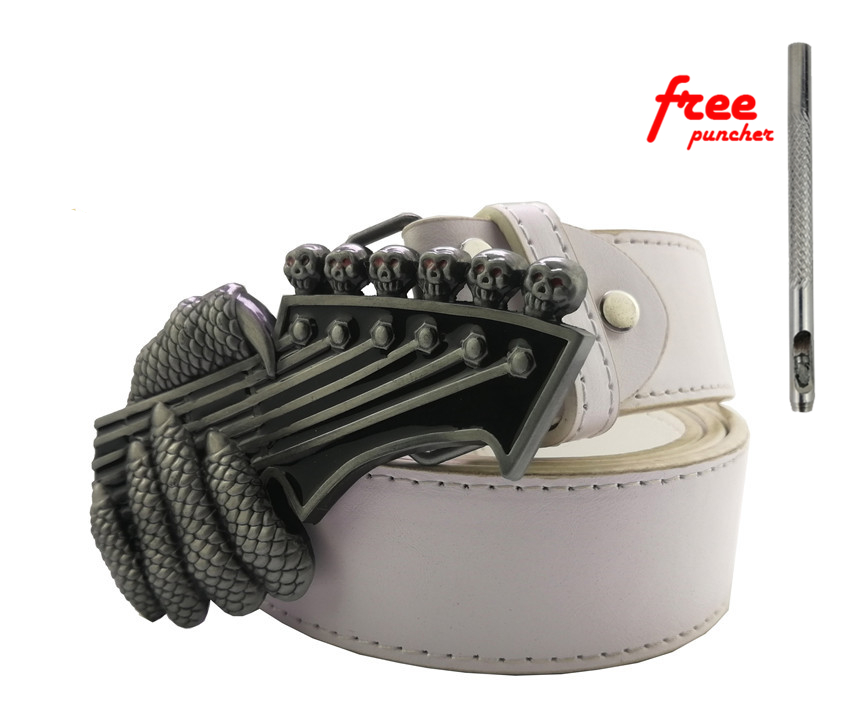 Guitar Skull Belt Buckle