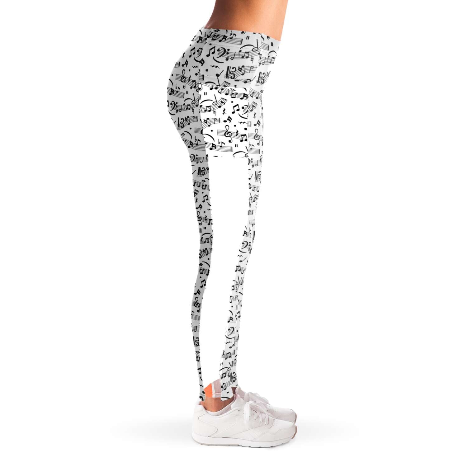 Music Notes White Pocket Leggings