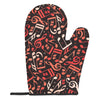 Red Music Notes Oven Mitts