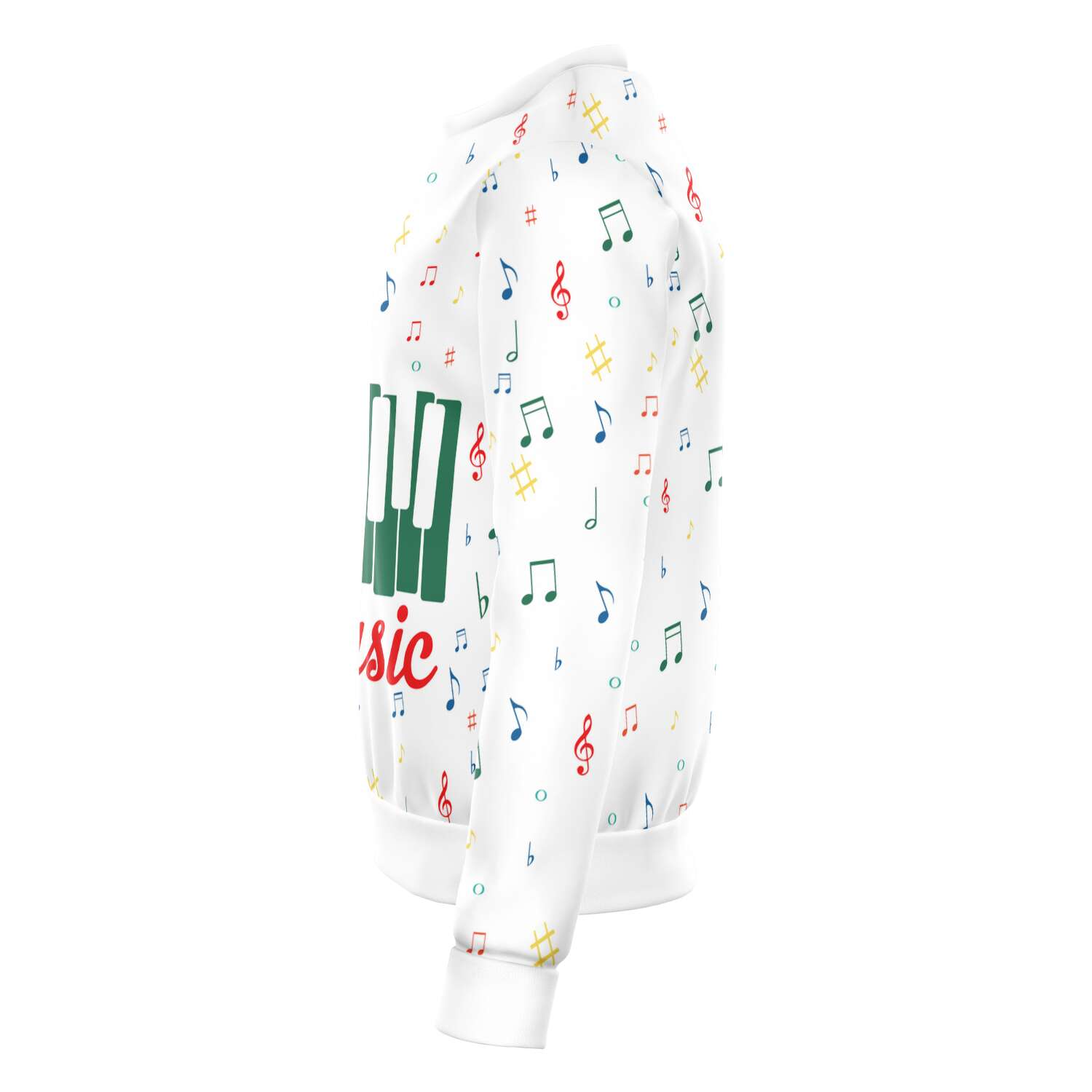 Colorful Music Notes Piano Keys White Sweatshirt