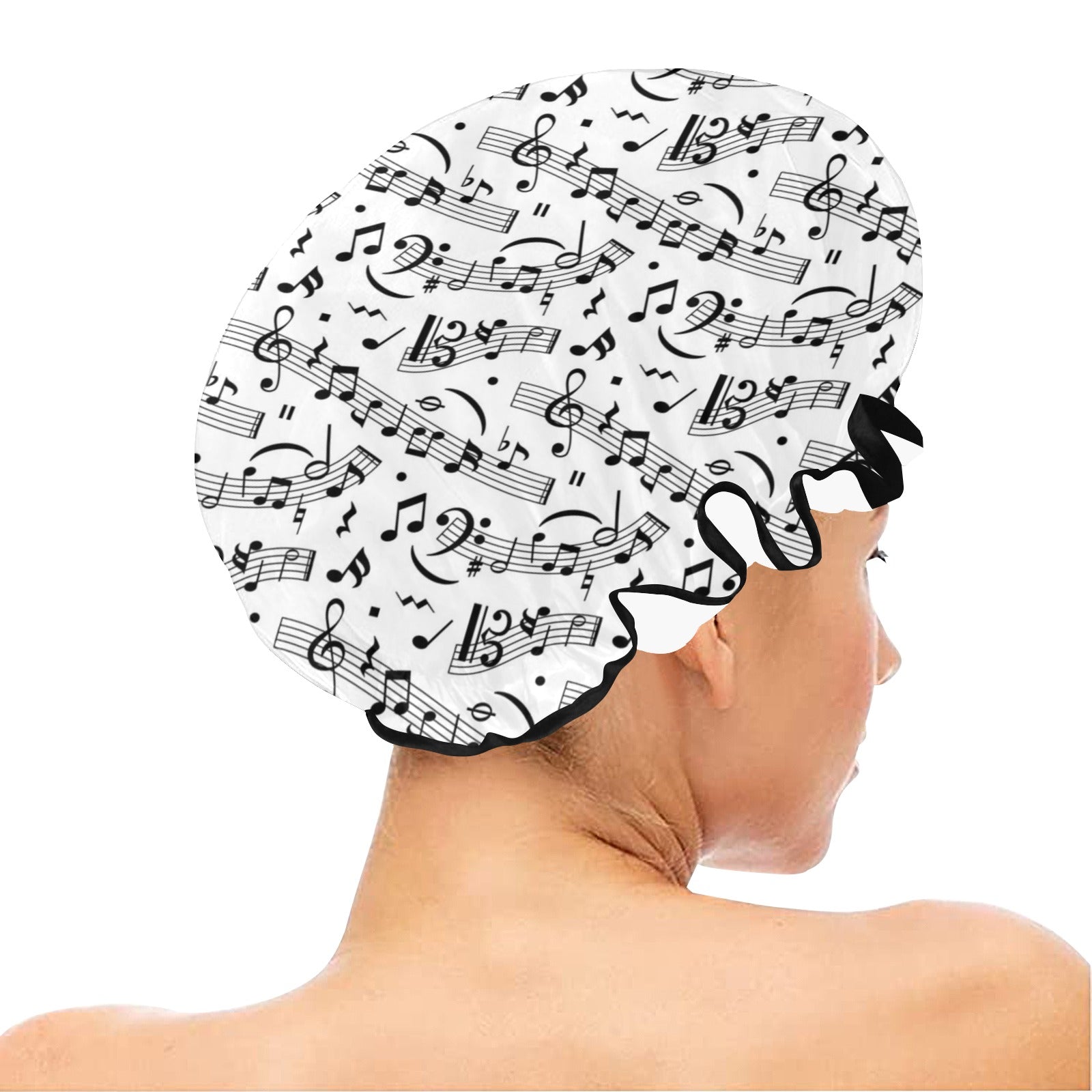 Music Notes Pattern Shower Cap