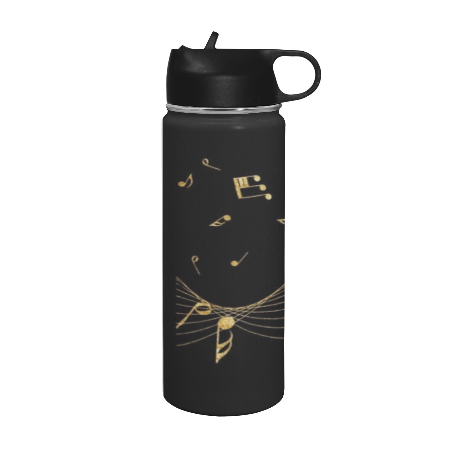 Gold Music Insulated Bottle With Straw Lid