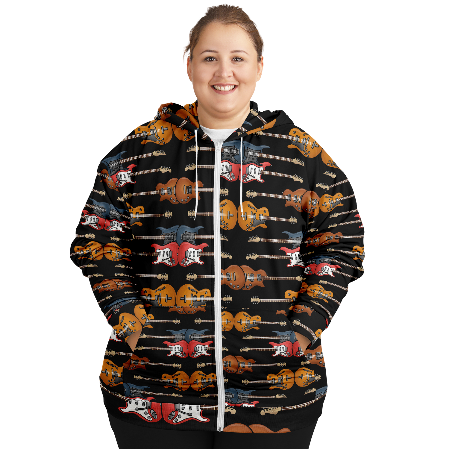 Electric Guitar Plus-Size Zip Hoodie
