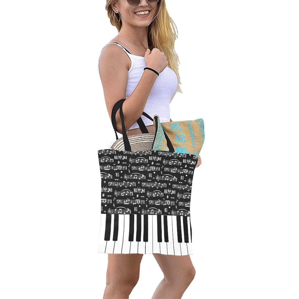 Music Notes Piano Tote Bag