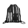 Guitar American Flag Drawstring Bags