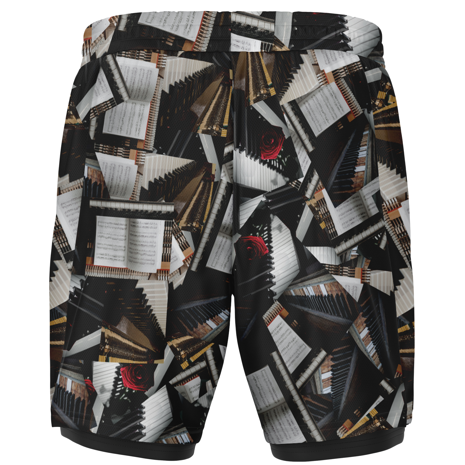 Piano Rose Flower 2-In-1 Shorts