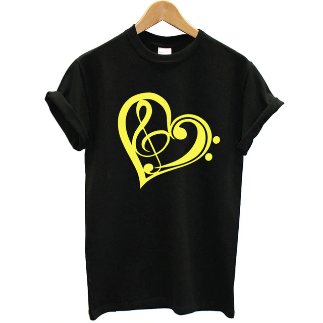 Heart-shaped Music Print T-shirt