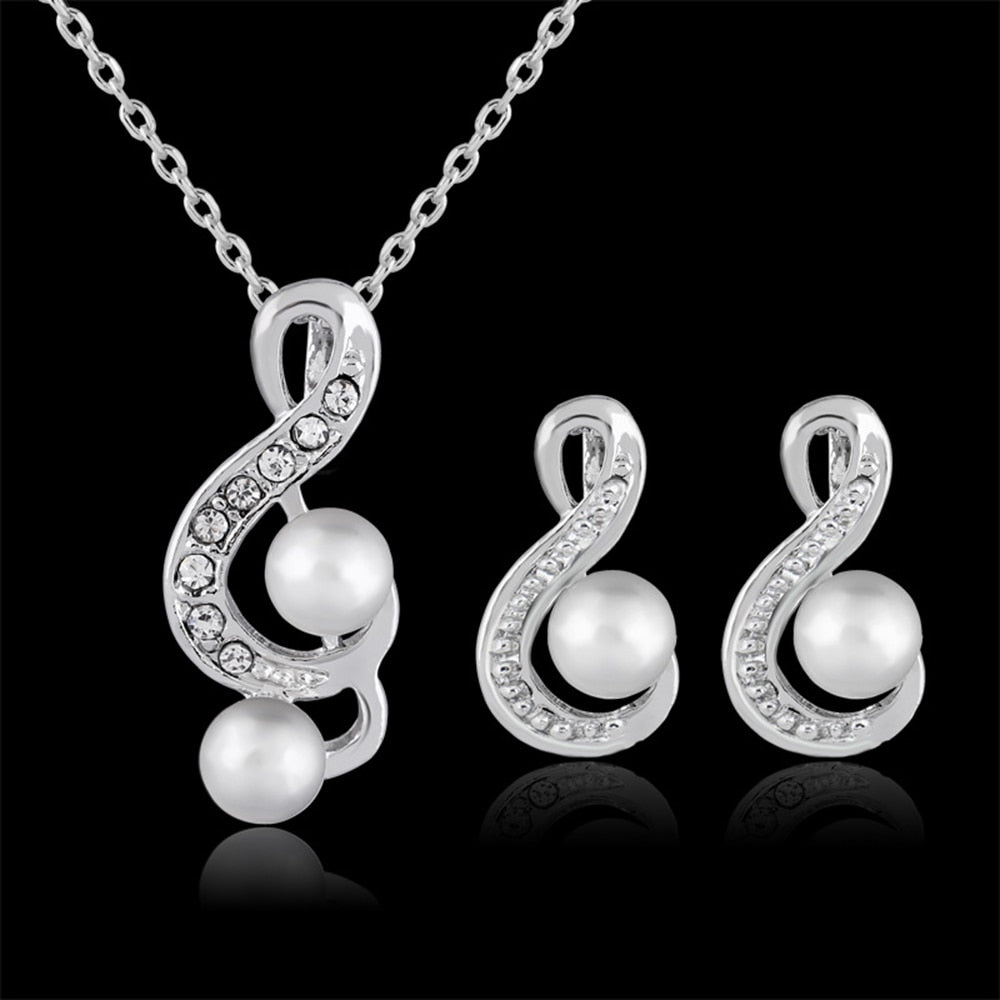 Elegant Pearls Music Notes Jewelry Set