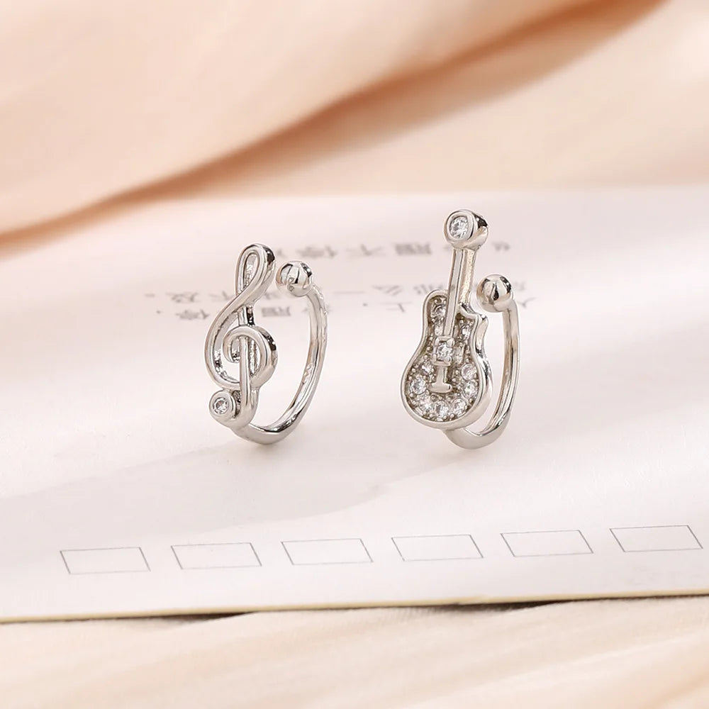 1pc Music Treble Clef / Guitar Clip Earring