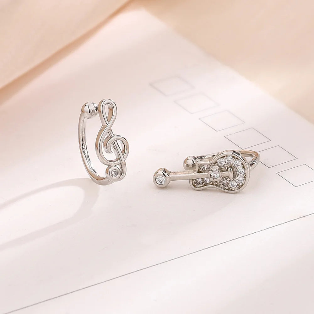 1pc Music Treble Clef / Guitar Clip Earring