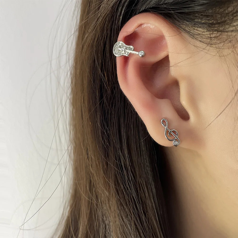 1pc Music Treble Clef / Guitar Clip Earring