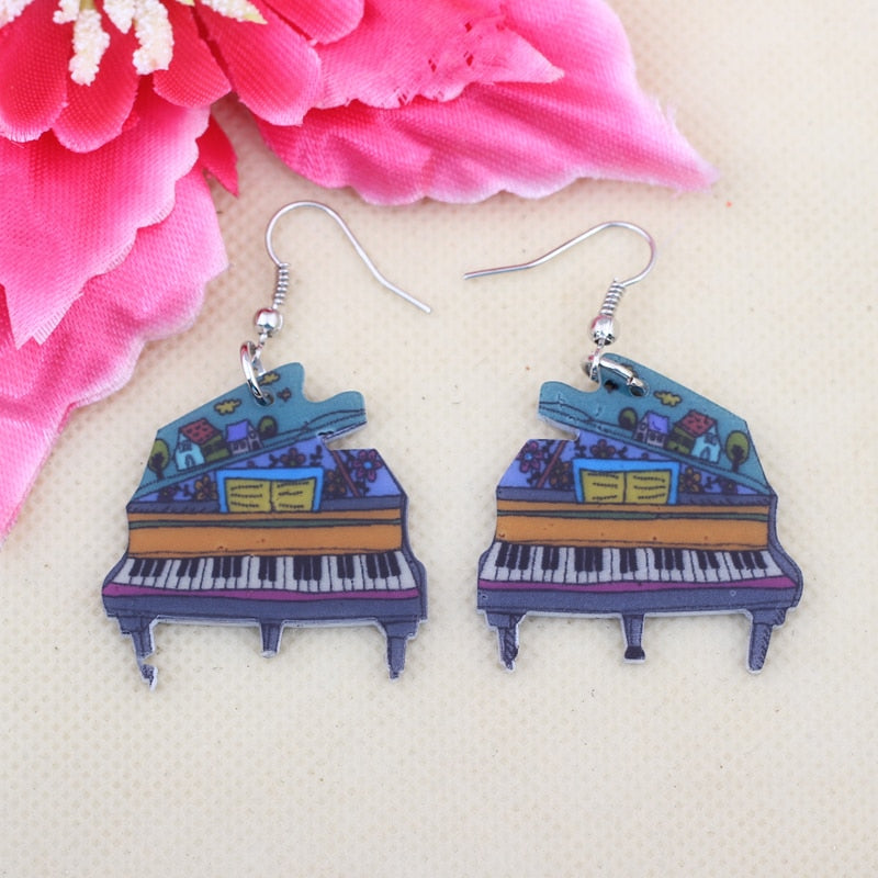 Free - Acrylic Piano Design Earrings