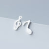 Free - Silver Asymmetry Music Stud Earrings