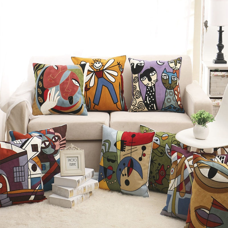 Picasso Embroidered Pillow Cover Collection